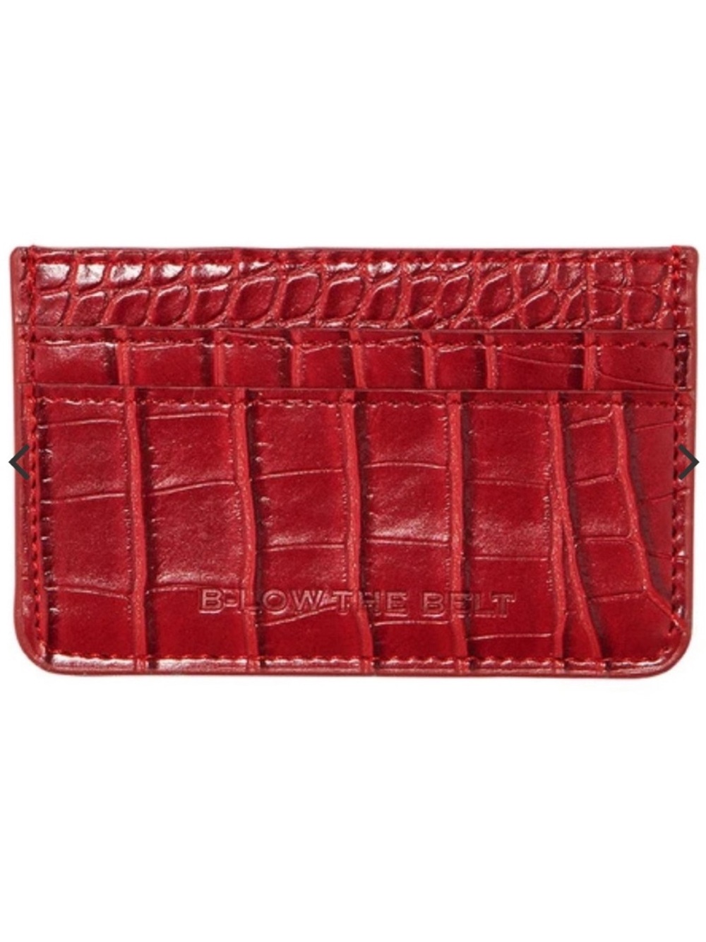 New B-Low the Belt Red Croc Embossed Leather Card Holder